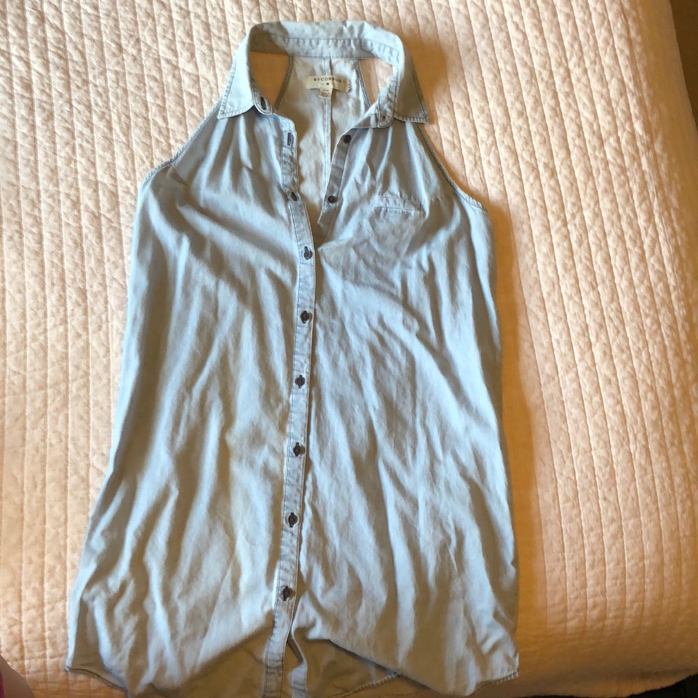 Racer back collared jean colored dress